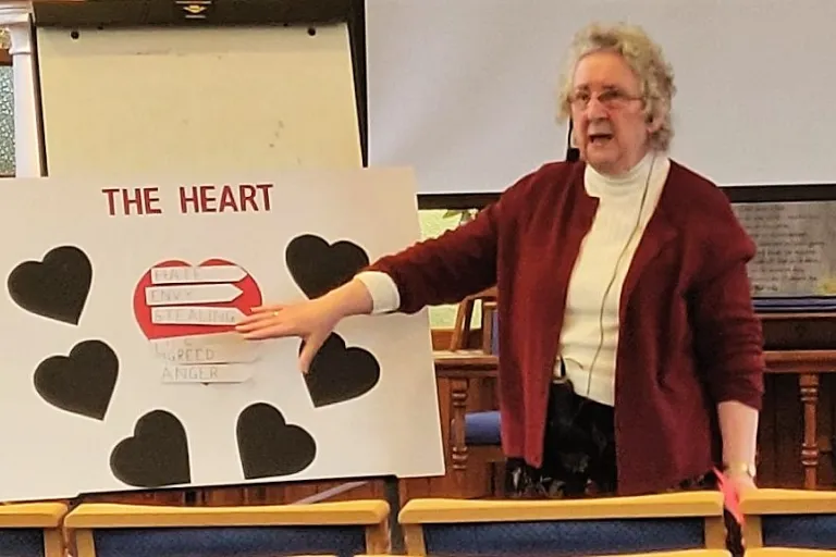 Ann Greenhalgh presenting her sermon about The Heart
